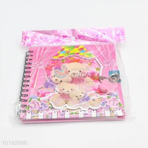 Bear Pattern Office Supply Spiral Notebook with Lock