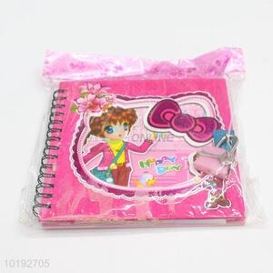 Fashion Style Pink Girl Printed Notebook with Lock