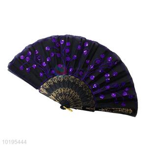 Fashion design cool cheap black&purple fan