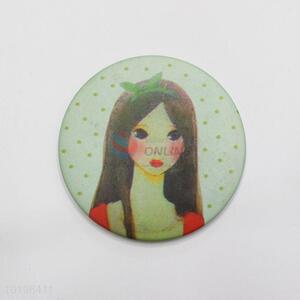 Nice Design Girl Pattern Round Shaped Pocket Mirror