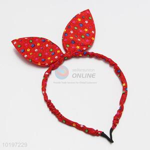 Promotional Flower Pattern Red Rabbit Bunny Ear Bow Hair Band