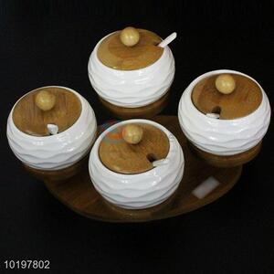 Wholesale custom 4 pieces ceramic pot/seasoning cup set