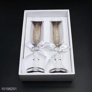 High Quality Wedding Use Wine Glass with Satin Bowknots
