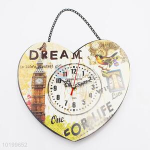 Good quality wooden heart shape wall clock