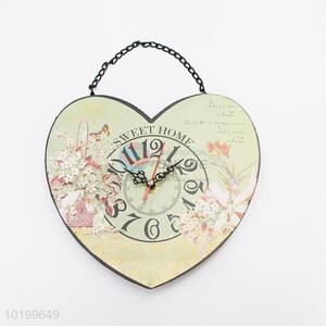 Wholesale cheap wooden heart shape wall clock