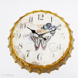 Promotional bottle cap shape iron wall clock quartz clock