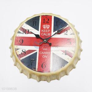Modern design bottle cap shape iron wall clock quartz clock