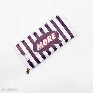 Top quality striped clutch long purse pu wallet