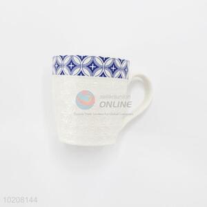 White engraving flower tea ceramic mug