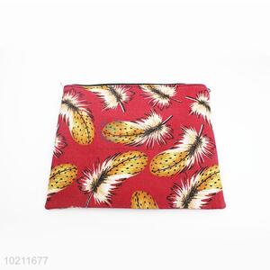 Promotional Feather Pattern Canvas Clutch Bag for Sale