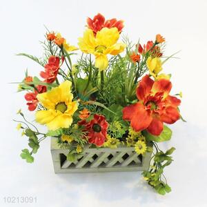 Wholesale low price best lovely 3pcs colorful simulation flower bonsai
