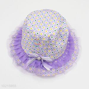 Best Low Price Purple Lace Side Dotted Printed Sun Hat for Kids