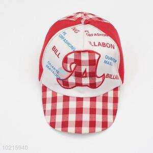 Nice Design Red Plaid Pattern Letter Printed Baseball Hat for Children