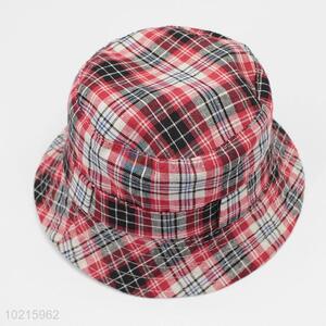 New Product Brown Color Vintage Plaid Printed Bowknot Ribbon Sun Hat
