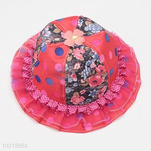 Portable Fashion Lace Side Decoration Flower Pritned Sun Hat
