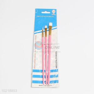 Pink Color Wooden Paint Brushes 3 Pcs