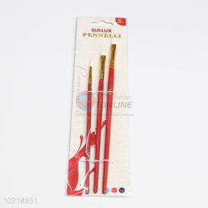 3 Pcs High Resilience Wooden Painting Brushes
