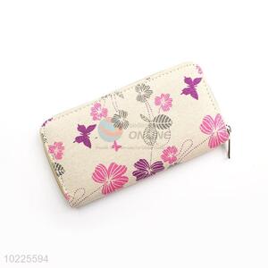 Butterfly and Flower Printed Canvas Purse&Wallet with Copper Zipper for Sale
