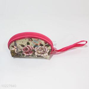 Sparkling Rose Pattern Mini Purse PVC Zipper Mini Wallets