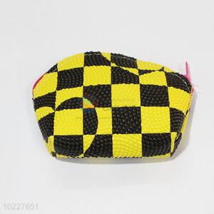 Factory Direct Yellow and Black Check Pattern Coin Bag with Wrist Strap