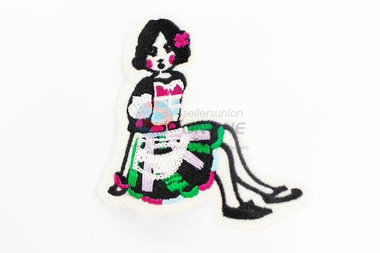 New arrival girl shape embroidery badge brooch