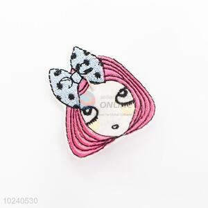 Fashion girl shape embroidery badge brooch