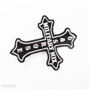 Cool design cross shape embroidery badge brooch