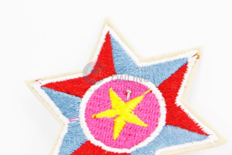 Hot selling six-point star shape embroidery badge brooch