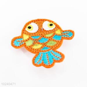 Fancy cheap fish shape embroidery badge brooch