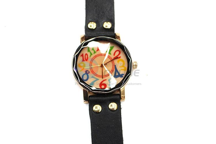 Exquisite Black Wrist Watch with Leathern Watchband for Sale