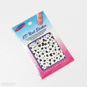 Wholesale top quality fashionable white&black loving heart shape nail sticker