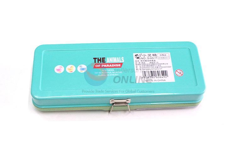 Factory Direct Cartoon Lion Pattern Iron Pencil Box for Student