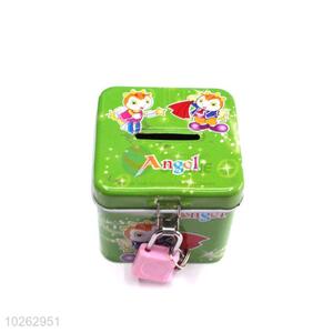 Factory Hot Sell Green Money Box with Lock&Key for Sale