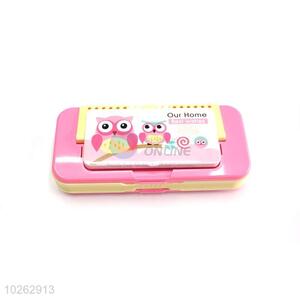 Wholesale Supplies Cartoon Owl Pattern Iron Pencil Box for Student