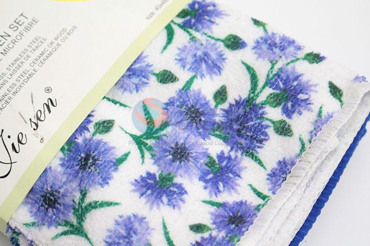 Blue Flower Pattern Microfibre Cleaning Towel