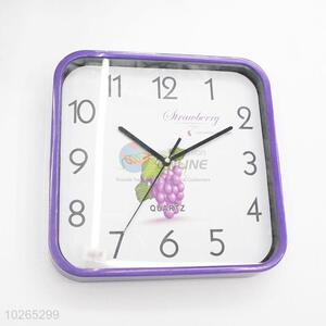 Purple Frame Grape Pattern Decorative Plastic Wall Clock