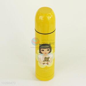 Top Quality Yellow Color Cartoon Girl Pattern 201 Stainless Steel Vacuum Cup Portable Water Bottles