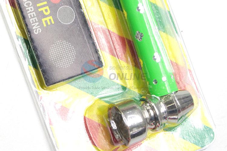 Factory Supply Green Handle Metal Tobacco Pipe for Sale