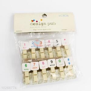 Colorful Numbers Party Natural Clips Office Supplies Mini Wooden
