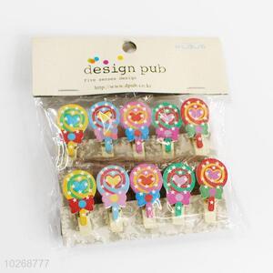 High Quality Mini Color Lollipop Wooden Clips for Photo Clips