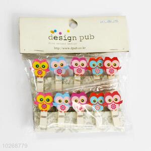 Good Quality  Office Accessories Cute Mini Cartoon Owl Shaped Wooden Clips Memo Clip