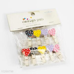 New Arrival Mini Colorful Heart Wooden Clips for Photo Clips