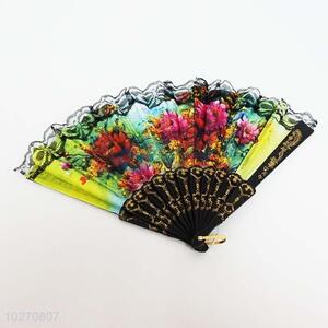 Cool low price top quality flowers hand fan