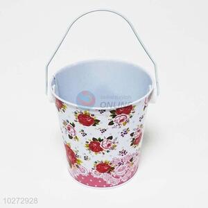 Flower printing metal storage bucket for sale 10*10.5cm