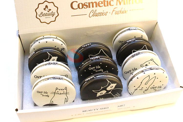 Simple Pattern Round Pocket Cosmetic Mirror for Sale