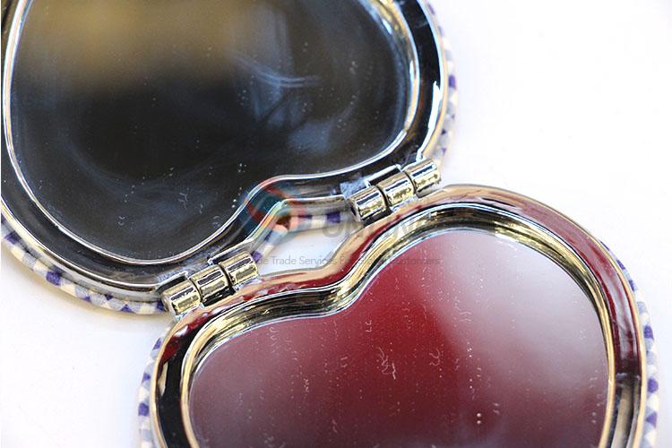 Wholesale Nice Leopard Print Pattern Heart Shaped Pocket Cosmetic Mirror for Sale