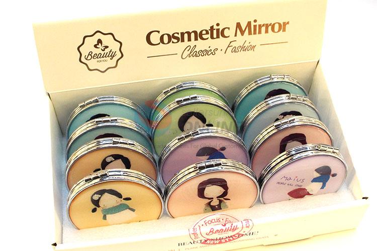 Lovely Girl Printed Round Pocket Cosmetic Mirror for Sale