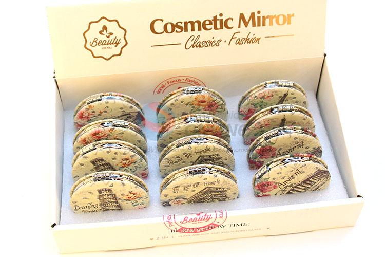 Promotional Building Printed Round Pocket Cosmetic Mirror for Sale