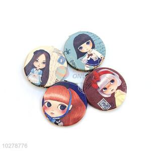 Lovely Girl Printed Round Pocket Cosmetic Mirror for Sale