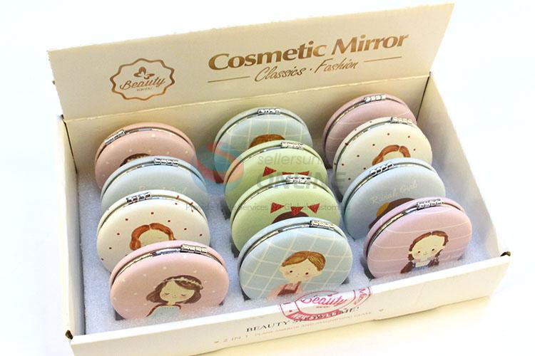 Cute Girl Printed Round Pocket Cosmetic Mirror for Sale